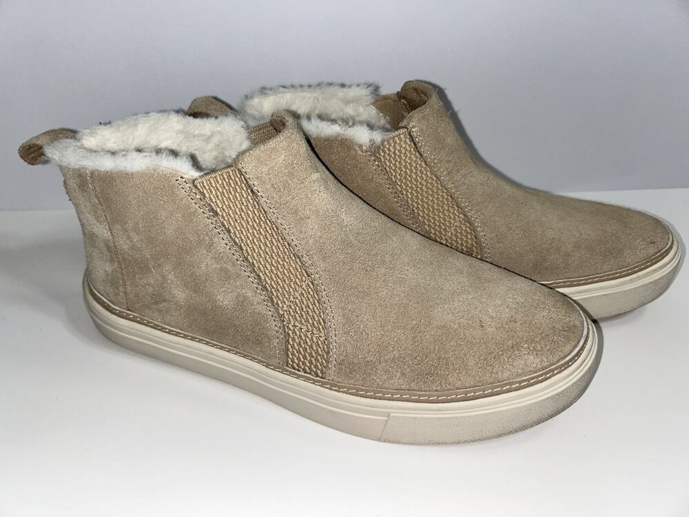 TOMS Bryce Beige Suede Faux Fur Ankle Boot Women’s 6.5